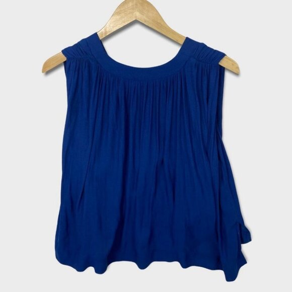 Free People Royal Blue‎ Darcy V-Neck Sleeveless Top Bohemian Swing Relax Boho XS - Picture 4 of 14